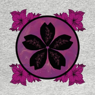 Black/Pink Flower Pattern T-Shirt